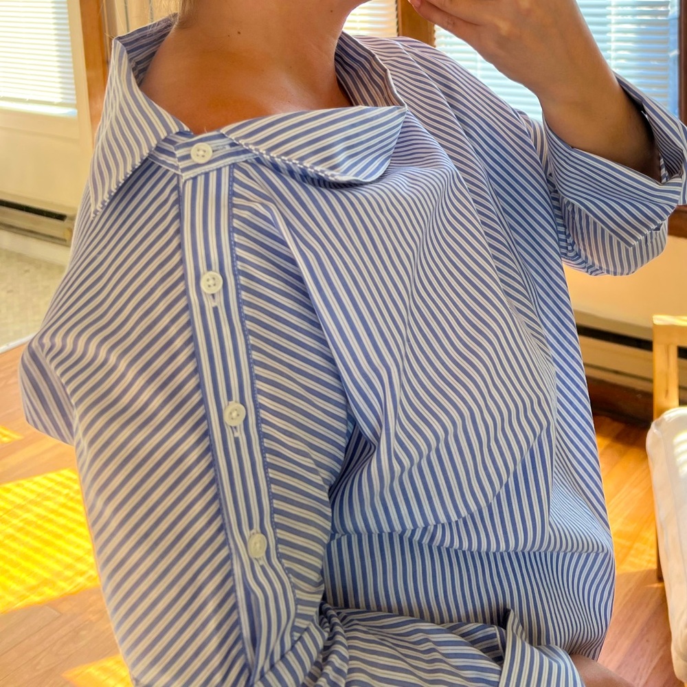 WHO WHAT WEAR off one shoulder striped blouse SIZE XS